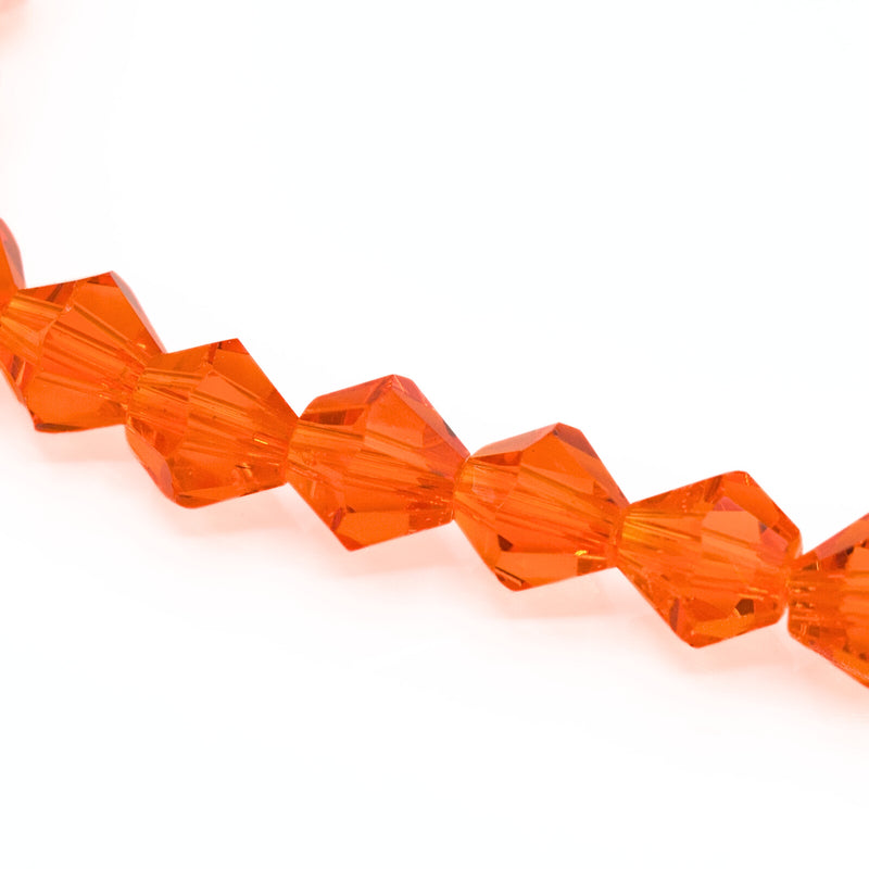 Faceted Bicone Glass Beads - Bright Orange