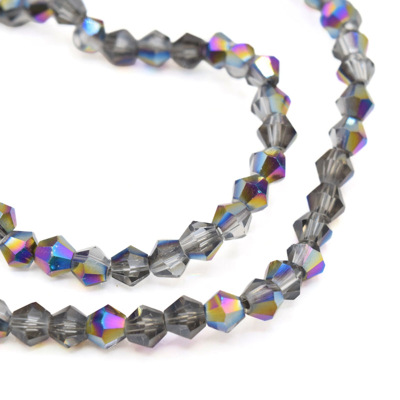 Faceted Bicone Glass Beads - Silver / Multi
