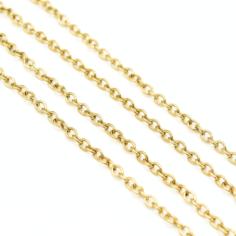 2 Meters 18k Gold Plated Stainless Steel Flat Cable Chain