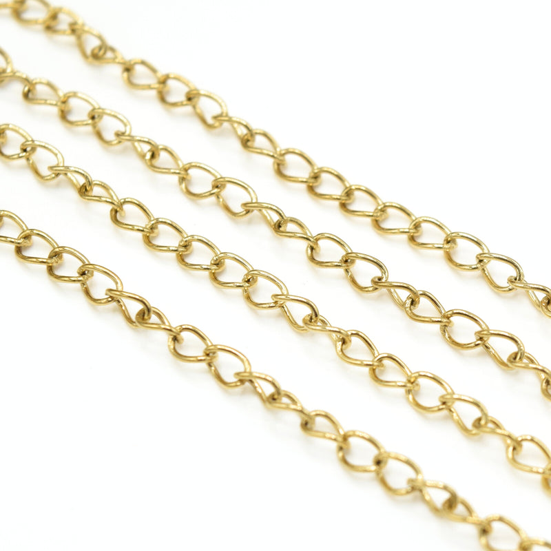 2 Meters 18k Gold Plated Stainless Steel Curb Chain