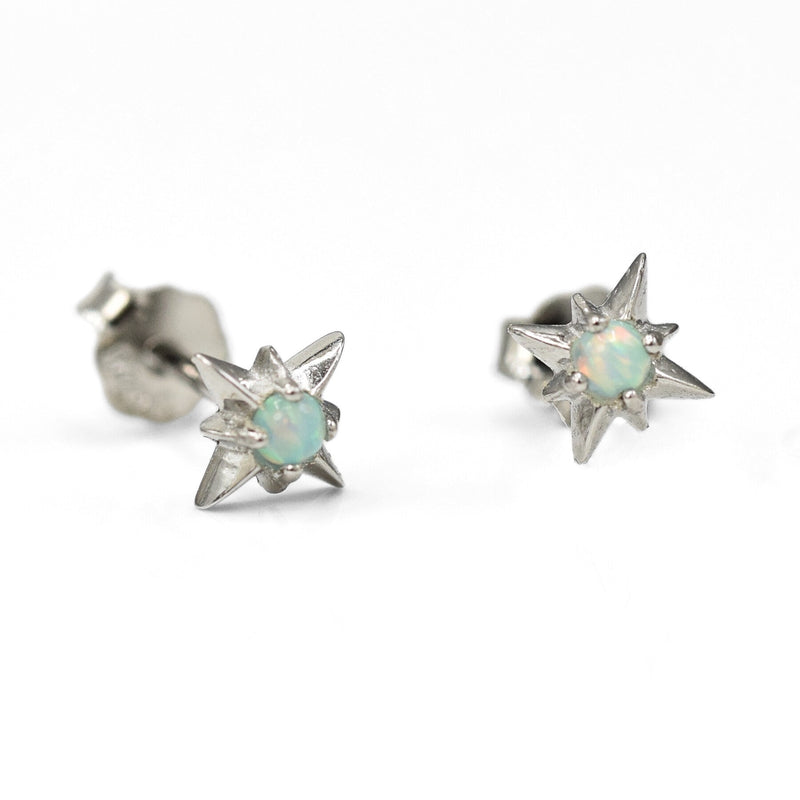 Opal Star Burst Zirconia Stud Earrings