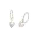 Cute & Dainty Heart Drop Hoop Earrings Sterling Silver 18k Gold Plated / Platinum Plated