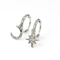 Star & Moon Dangle Zirconia Hoop Earrings