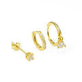3 Piece Zirconia Hoop & Stud Earrings Set