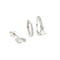 3 Piece Opal Hoop & Bar Stud Zirconia Earrings