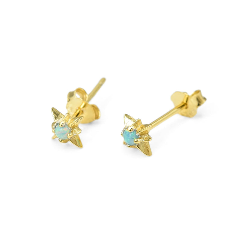 Opal Star Burst Zirconia Stud Earrings