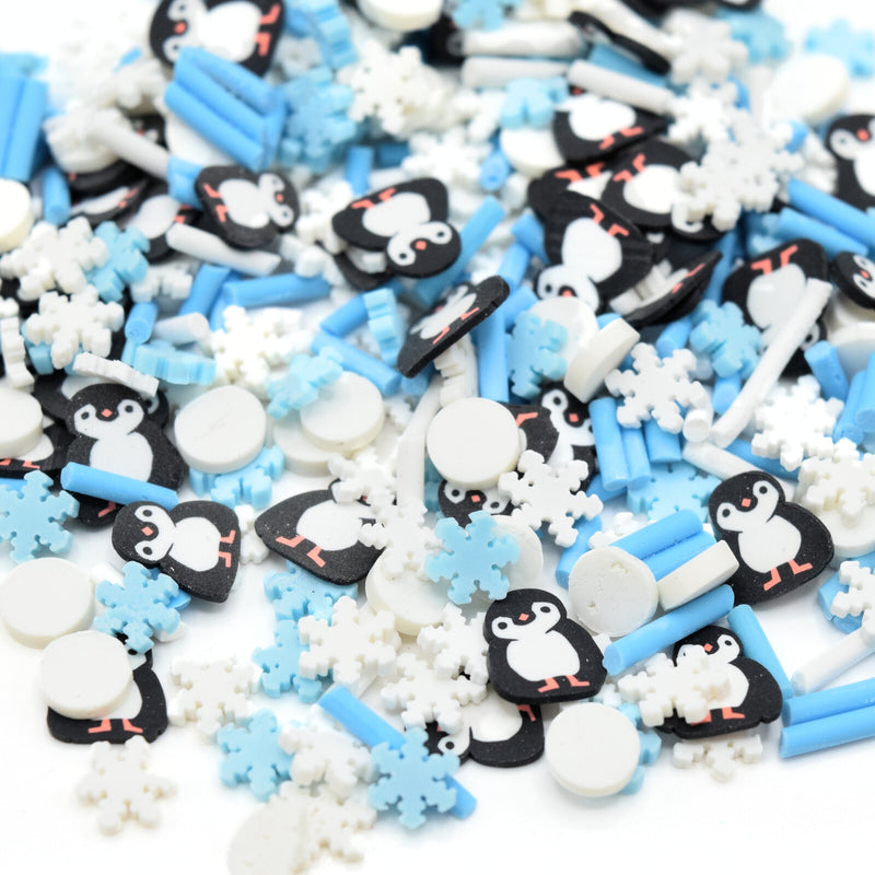 50g Polymer Clay Slices Sprinkle Resin Inclusions - Penguin Christmas Mix 5mm