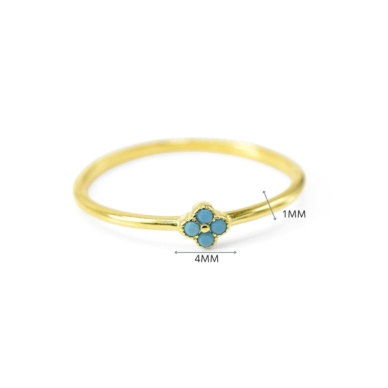 Tiny Turquoise Flower Ring
