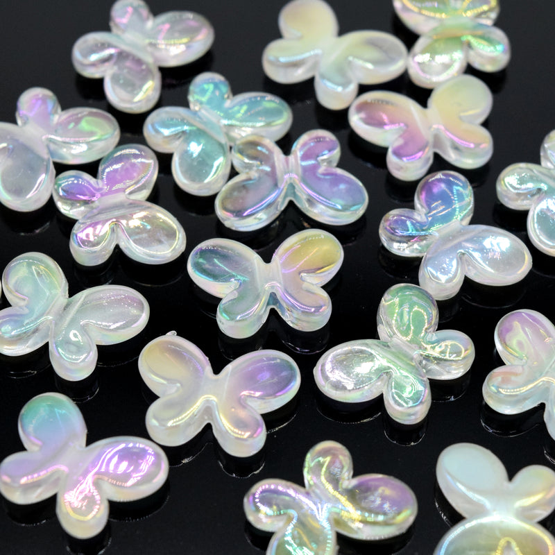 20 x Acrylic Butterfly Beads 17x12.5x4mm - Clear AB