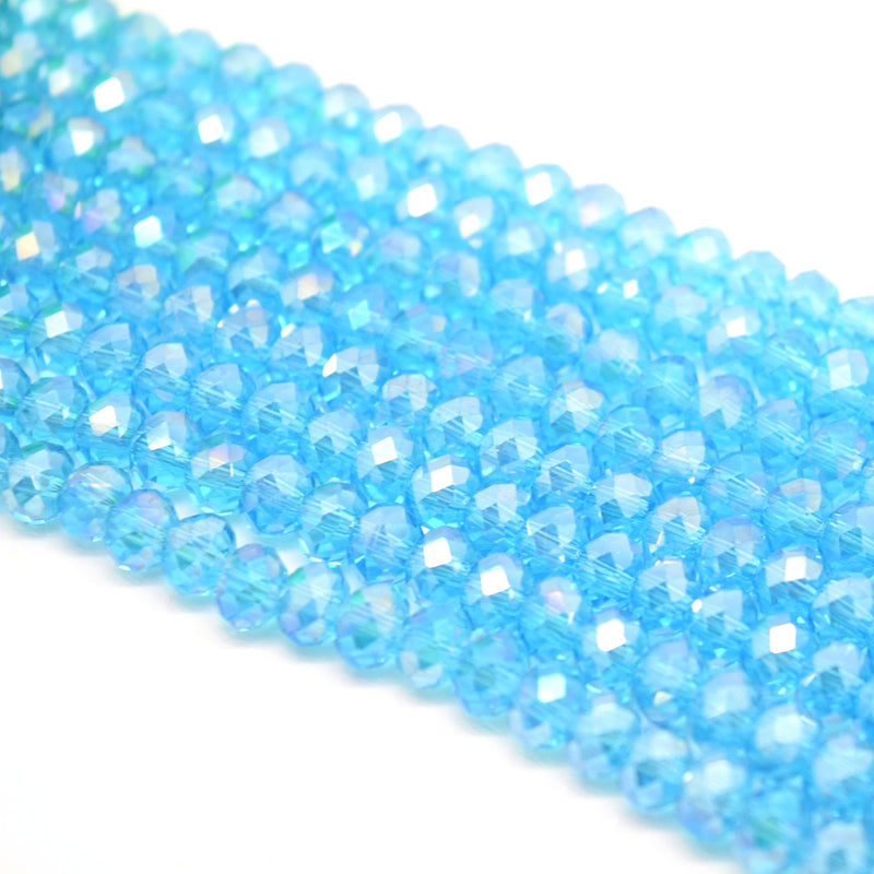 Faceted Rondelle Glass Beads - Aquamarine AB