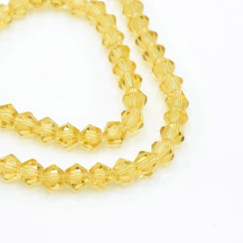 Faceted Bicone Glass Beads - Light Topaz