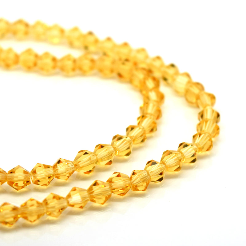 STAR BEADS: Faceted Bicone Glass Beads - Champagne - Bicone Beads