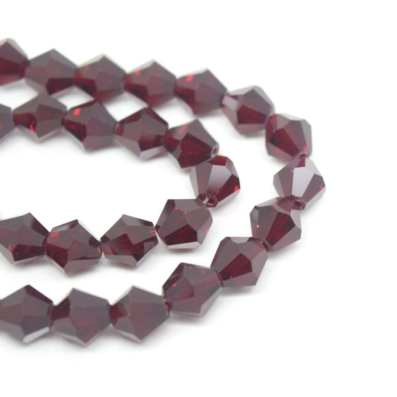 STAR BEADS: 40 x Faceted Bicone Glass Beads 8mm - Dark Siam - Bicone Beads