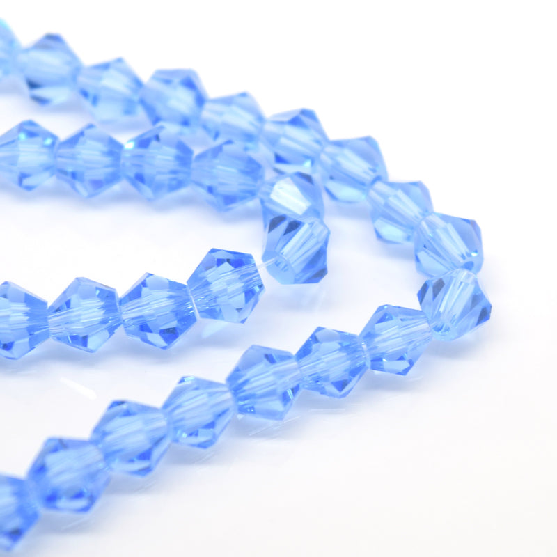 STAR BEADS: Faceted Bicone Glass Beads - Ice Blue - Bicone Beads