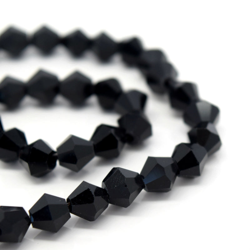 STAR BEADS: Faceted Bicone Glass Beads - Jet - Bicone Beads