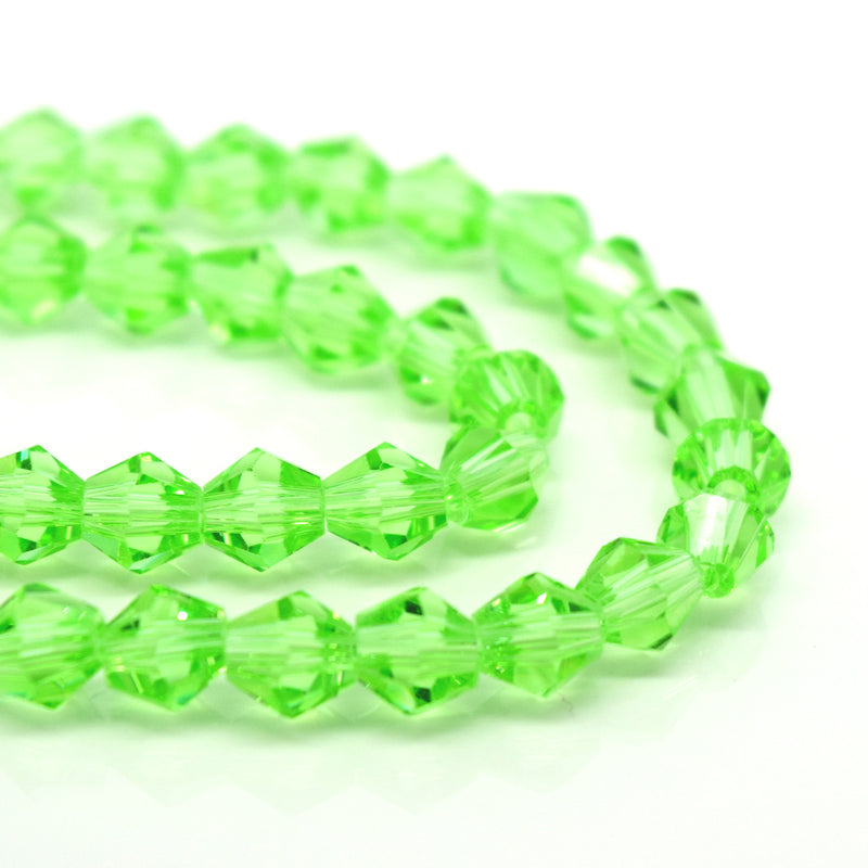 STAR BEADS: FACETED BICONE GLASS BEADS - PERIDOT - Bicone Beads