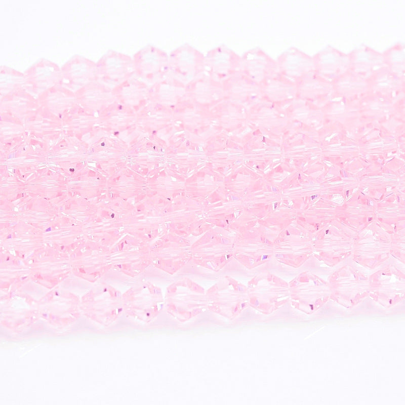 Faceted Bicone Glass Beads - Rose