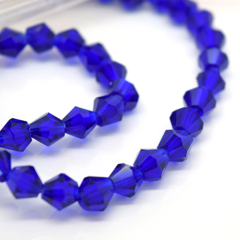 STAR BEADS: FACETED BICONE GLASS BEADS - ROYAL BLUE - Bicone Beads