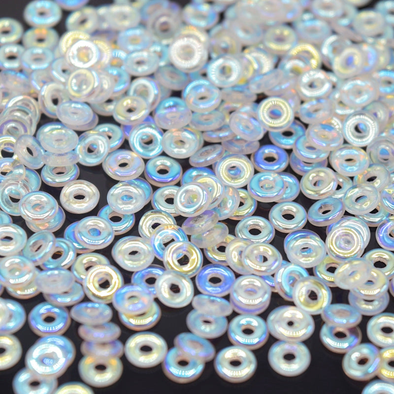 Czech Fire Polished Pressed Glass Round O Beads 4mm (120pcs) - Clear AB