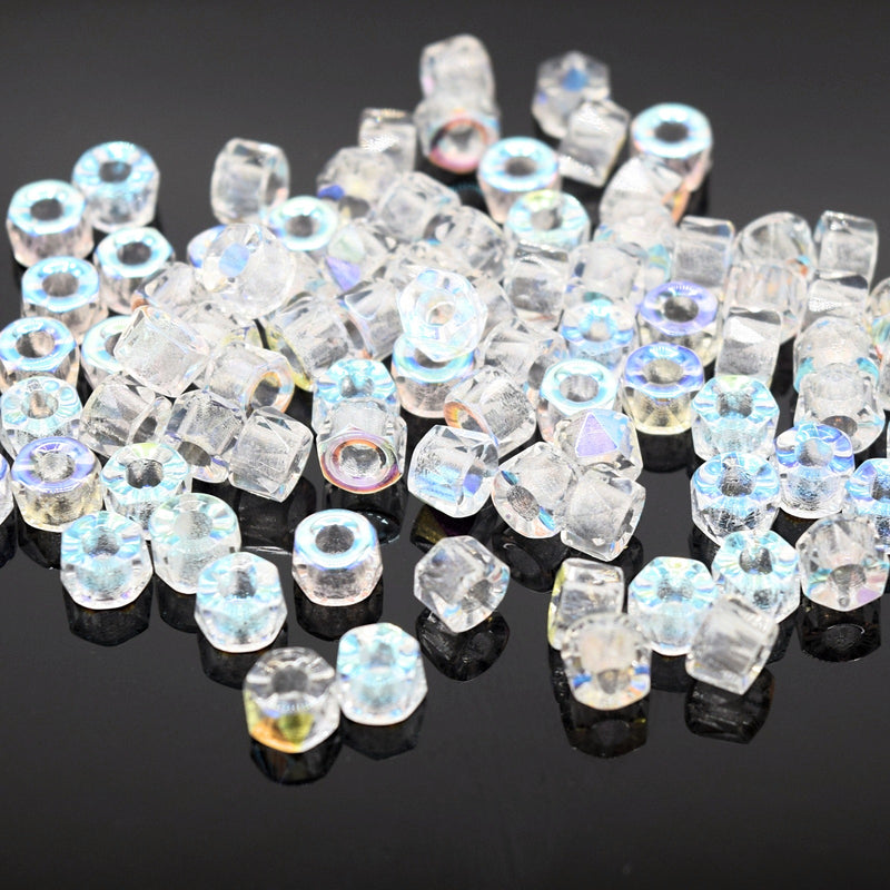 Czech Faceted Glass Pony Beads (60pcs) - Clear AB