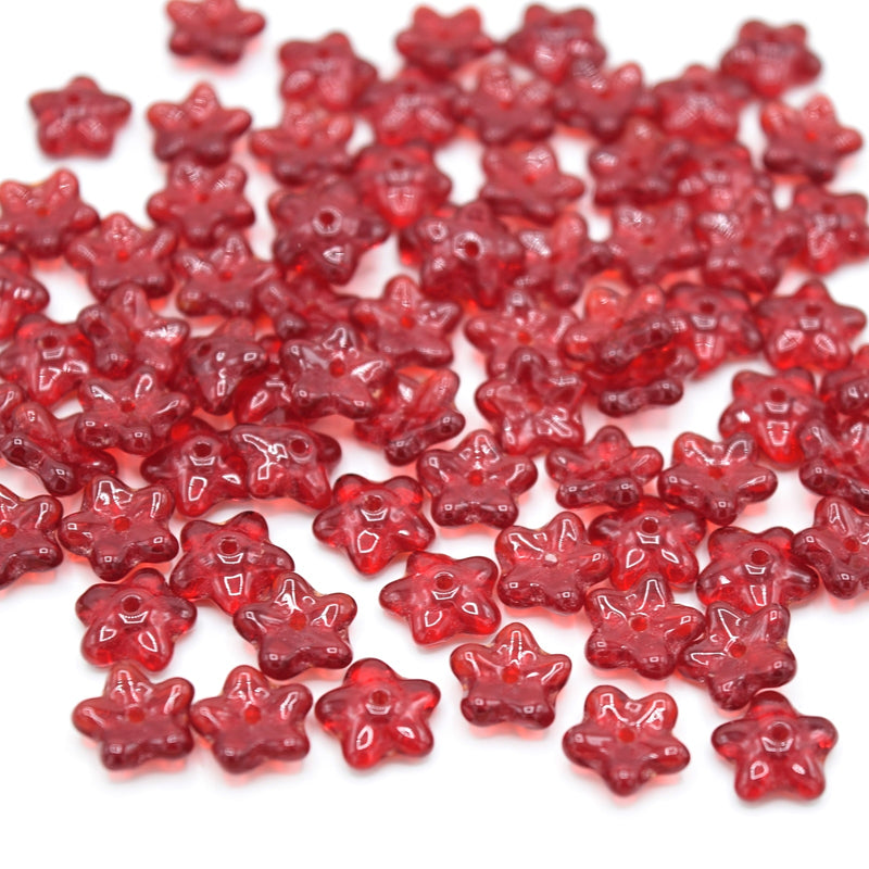 Czech Glass Flower Spacer Beads 8mm (60pcs) - Dark Red