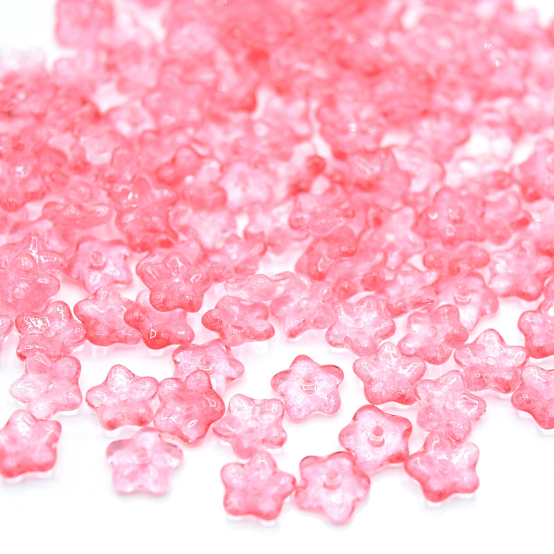Czech Glass Flower Spacer Beads 8mm (60pcs) - Pink
