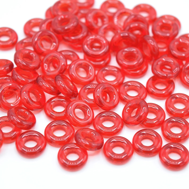 Czech Fire Polished Pressed Glass Round O Beads 8mm (60pcs) - Red