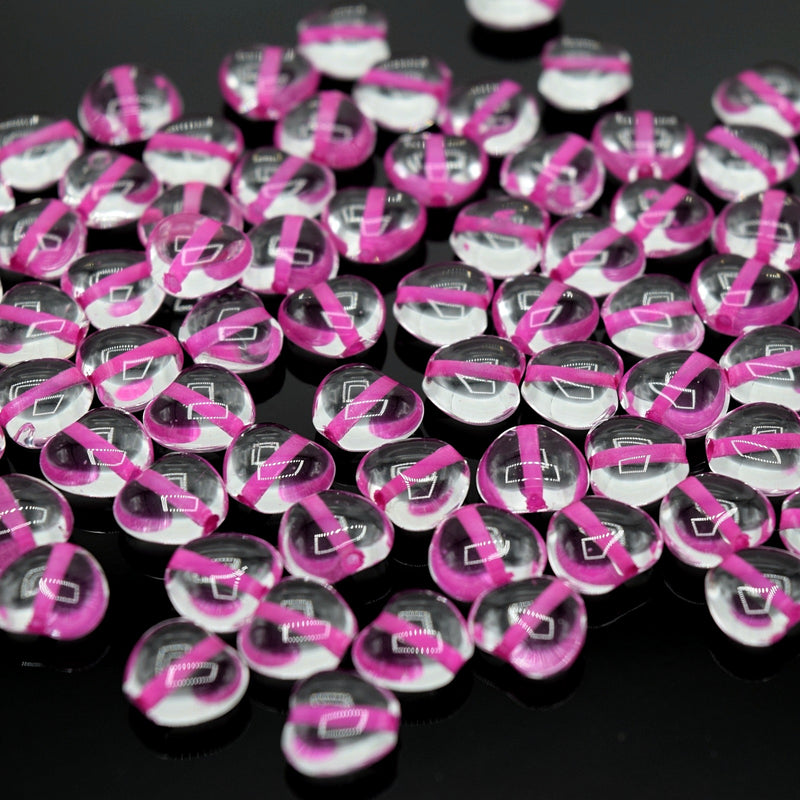 Czech Pressed Glass Heart Beads 8x8mm (60pcs) - Clear / Pink Lined