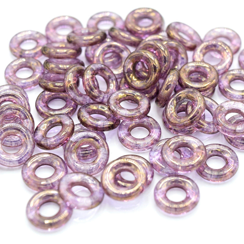 Czech Fire Polished Pressed Glass Round O Beads Pick Size - Lilac