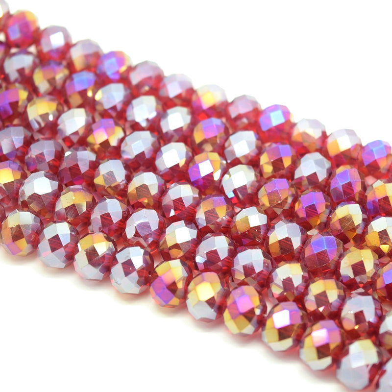 Faceted Rondelle Glass Beads - Dark Siam AB