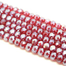 Faceted Rondelle Glass Beads - Dark Siam Lustre