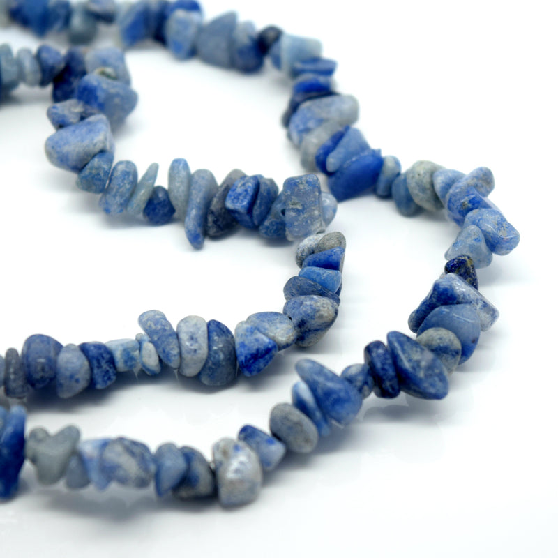 STAR BEADS: 32-34" Strand Synthetic Glass Gemstone Beads Chips - Blue Spot - Glass Gemstone Beads