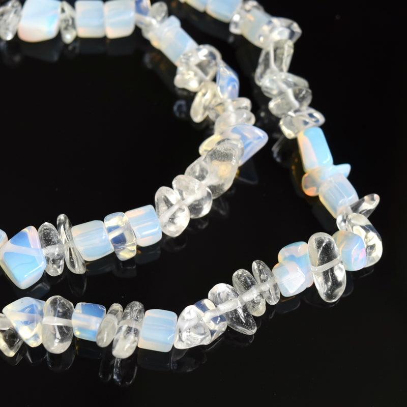 STAR BEADS: 32-34" Strand Synthetic Glass Gemstone Beads Chips - Moon Stone - Glass Gemstone Beads