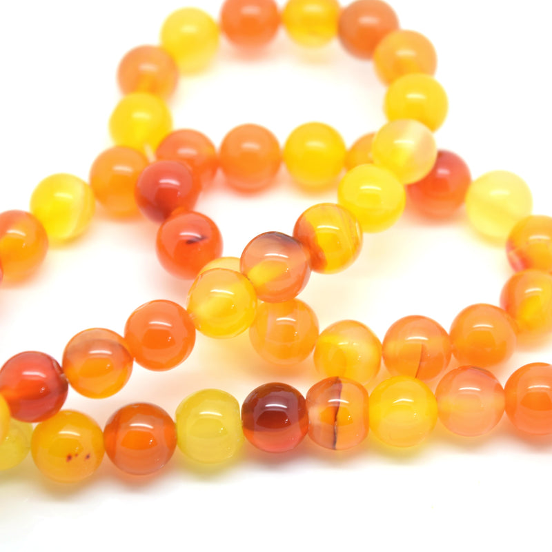 STAR BEADS: 48 x Round 8mm Strand Gemstone Beads - Natural Yellow Agate - Glass Gemstone Beads