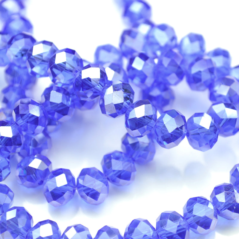 STAR BEADS: FACETED RONDELLE GLASS BEADS - SAPPHIRE LUSTRE - Rondelle Beads