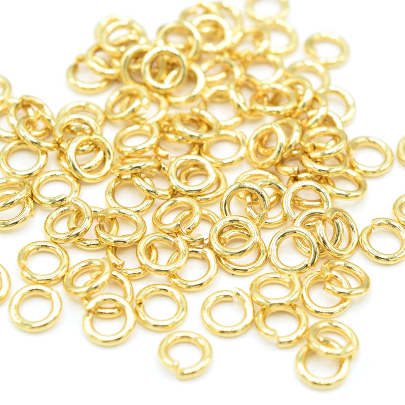 24k Gold Plated Brass Open Jump Rings - Pick Size