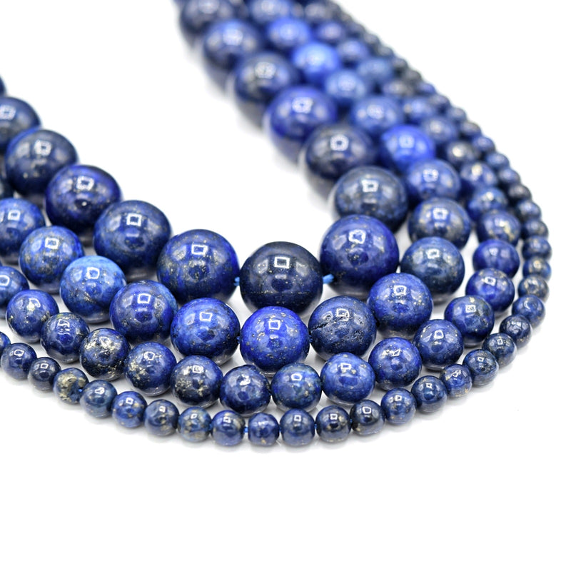 Smooth Round Gemstone Beads - Natural Lapis Lazuli