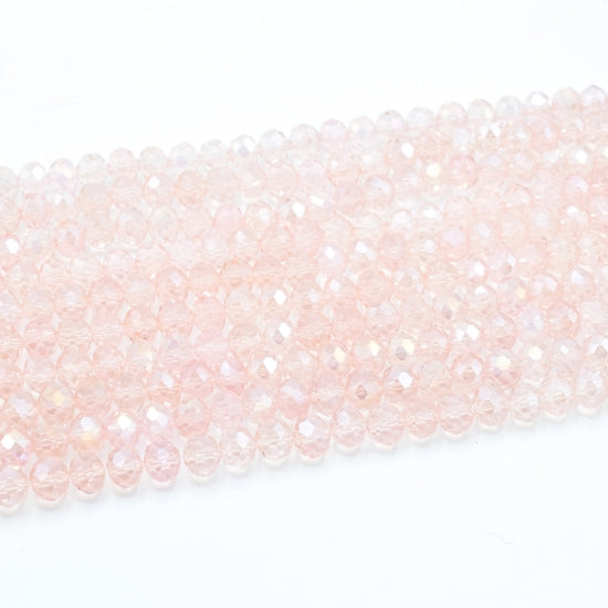 Faceted Rondelle Glass Beads - Vintage Rose Lustre/AB