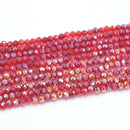 Faceted Rondelle Glass Beads - Siam Lustre/AB