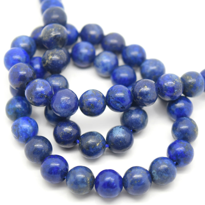 STAR BEADS: 48 x Round 8mm Strand Gemstone Beads - Natural Lapis Lazuli - Glass Gemstone Beads