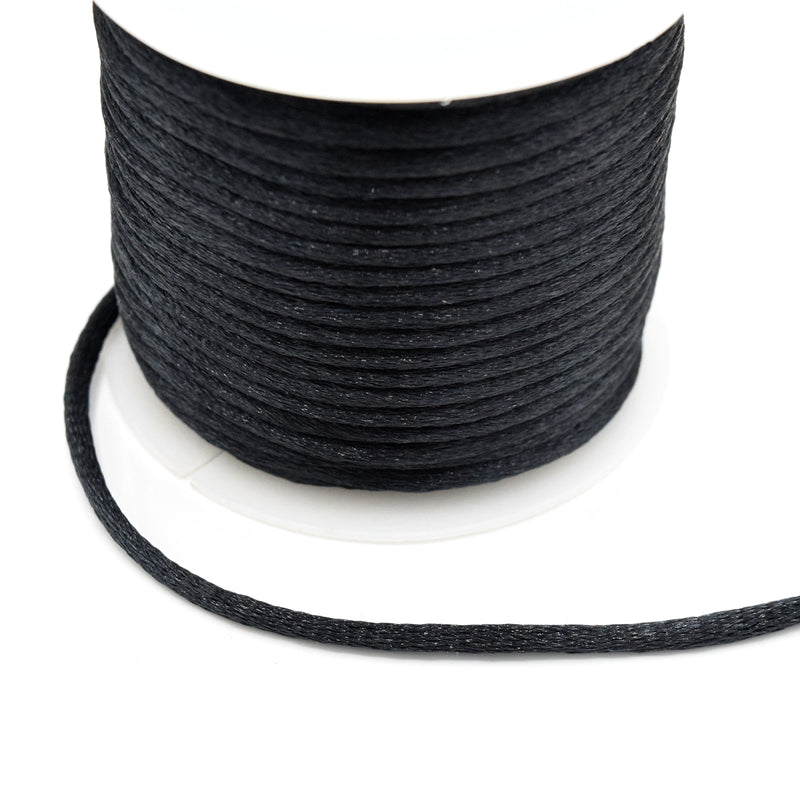 20 Meter Nylon Rattail Satin Cord for Jewellery Making 1mm Black