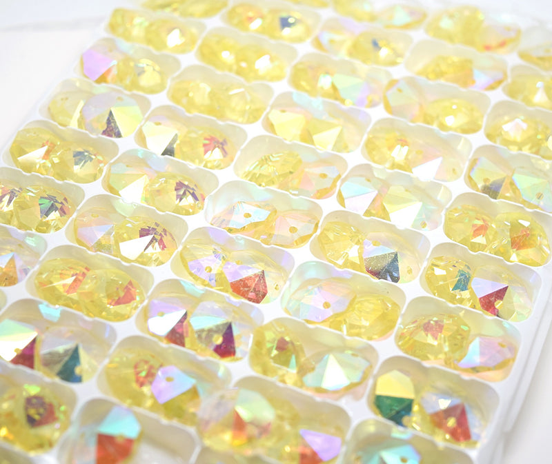 Octagon Glass Beads 14mm - Jonquil AB