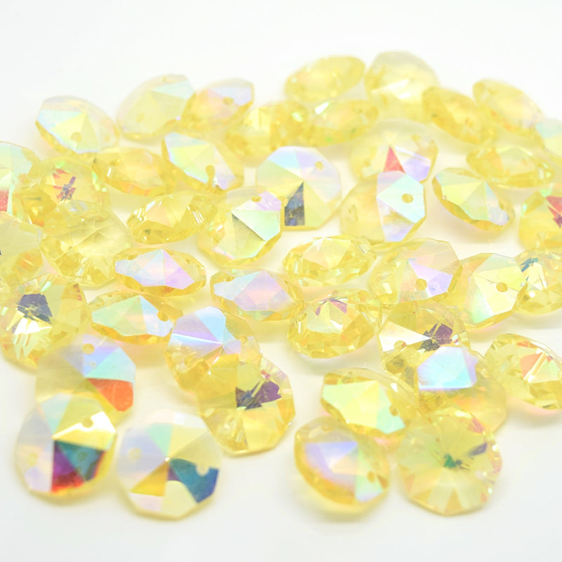 Octagon Glass Beads 14mm - Jonquil AB