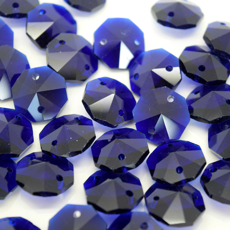 STAR BEADS: OCTAGON GLASS BEADS 14MM - ROYAL BLUE - Octagon Glass Beads