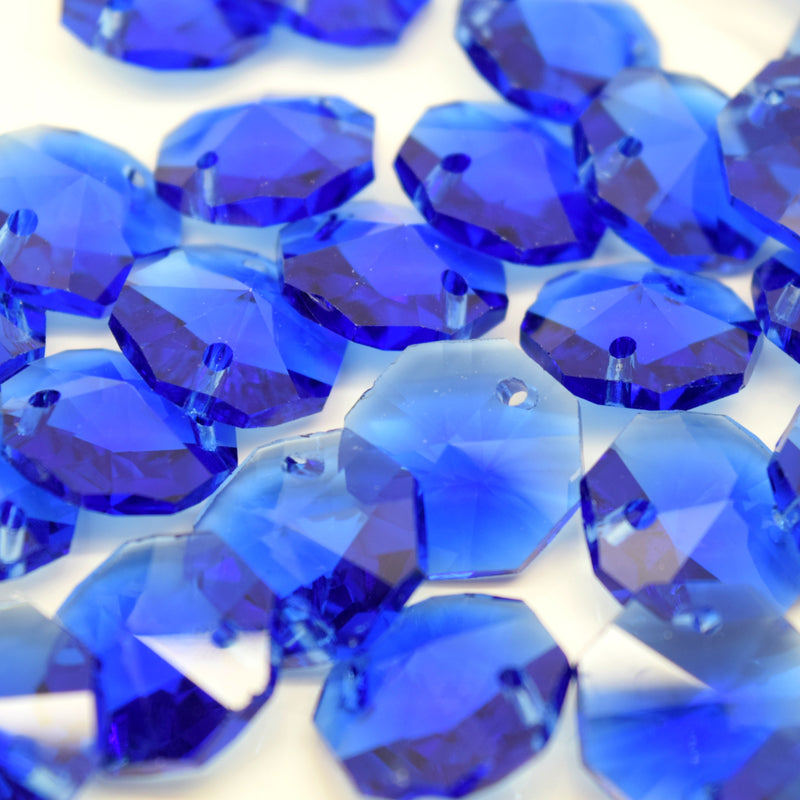 STAR BEADS: OCTAGON GLASS BEADS 14MM - SAPPHIRE - Octagon Glass Beads