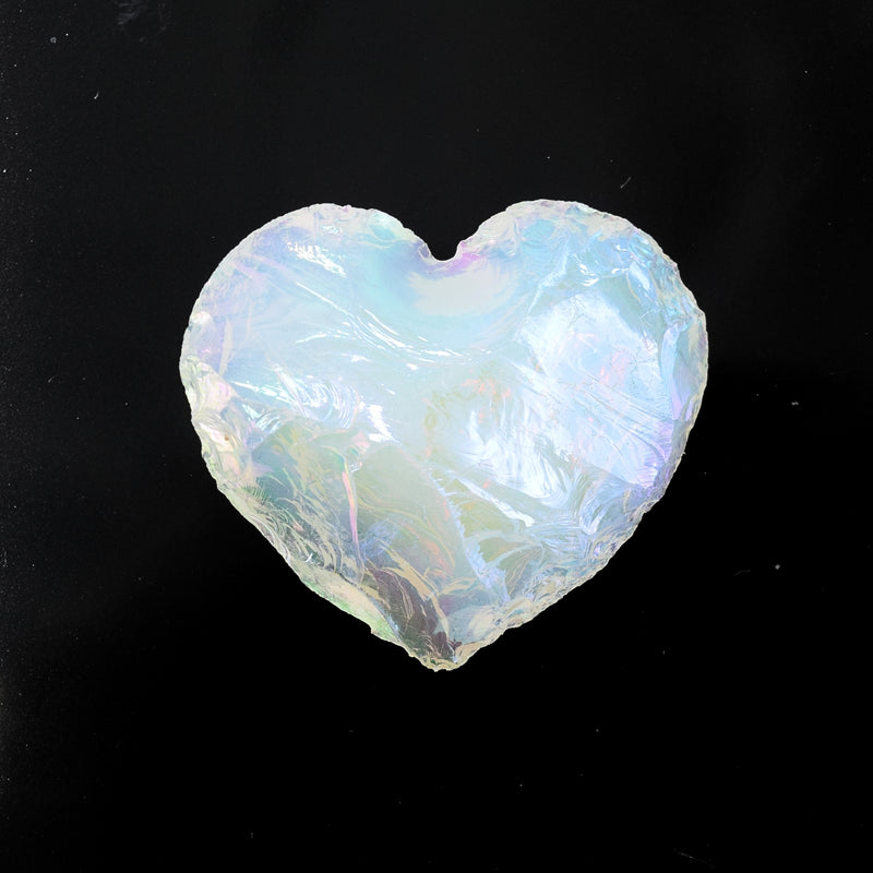 Opalite Crystal Hand Carved Gemstone Heart AB Pendant