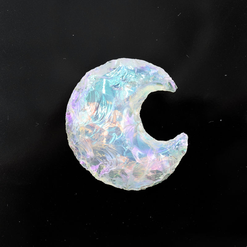 Opalite Crystal Hand Carved Gemstone Moon AB Pendant
