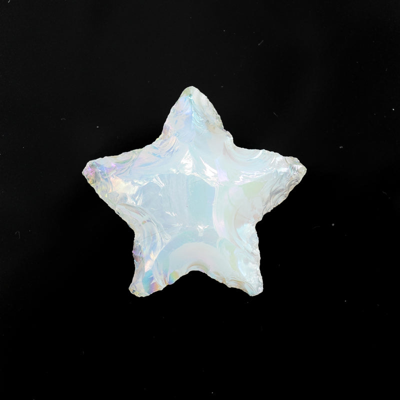 Opalite Crystal Hand Carved Gemstone Star AB Pendant