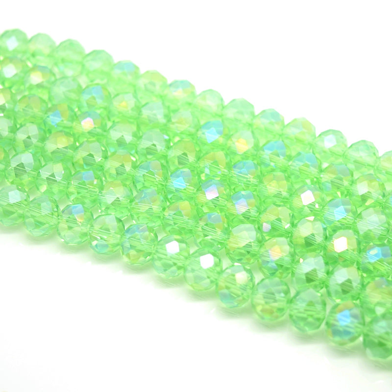 Faceted Rondelle Glass Beads - Peridot AB