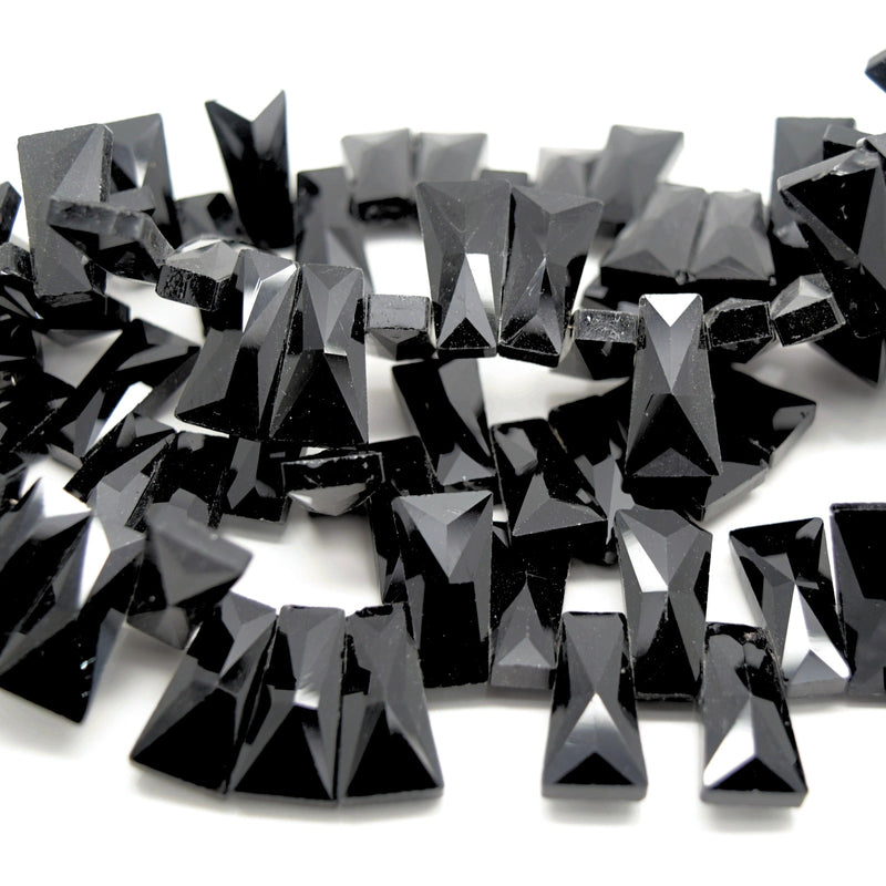 STAR BEADS: 10 x Pyramid Faceted Glass Beads 20x7x11mm - Jet - Pyramid Beads